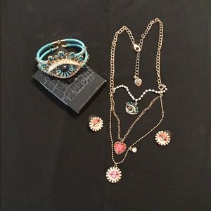 Betsy Johnson evil eye jewelry set